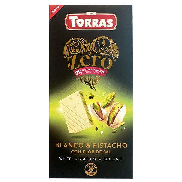Torras Zero Weiße Schokolade mit Pistazien und Meersalz 125g