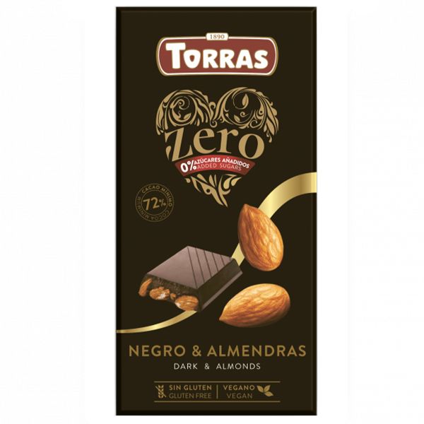 Torras Zero Dunkle Schokolade mit Mandeln 150g