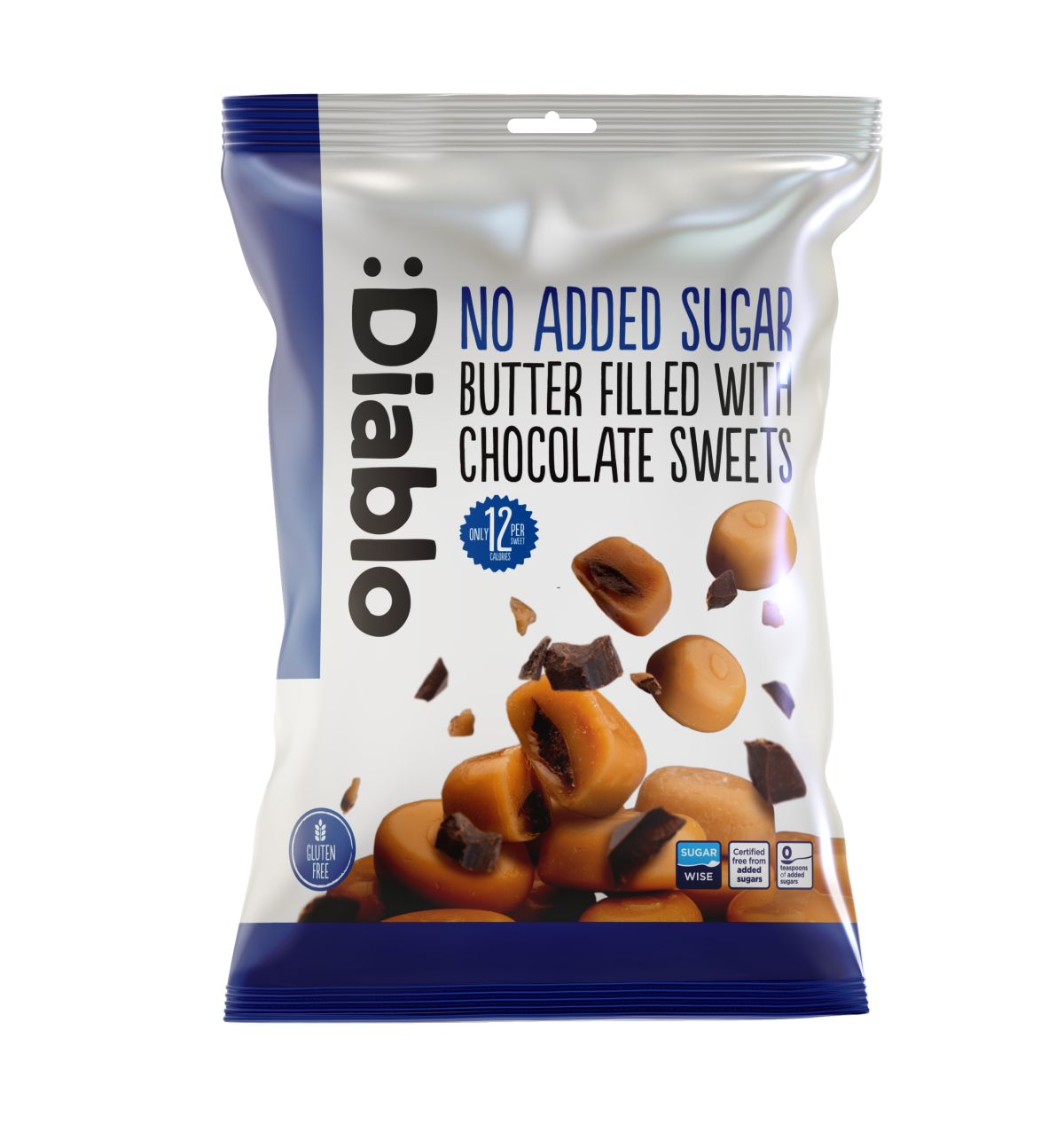 Diablo No Added Sugar Butter Sweets filled with Chocolate 75g