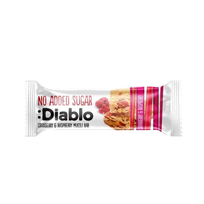 Diablo No Added Sugar Cranberry&Raspberry Muesli Bar 30g