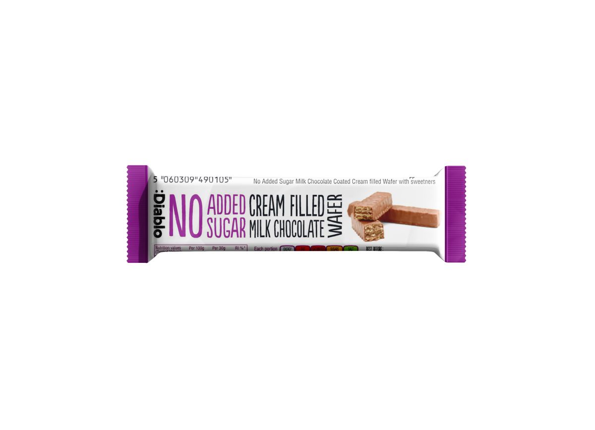 Diablo No Added Sugar Cream Filled Milk Chocolate Wafer 30g