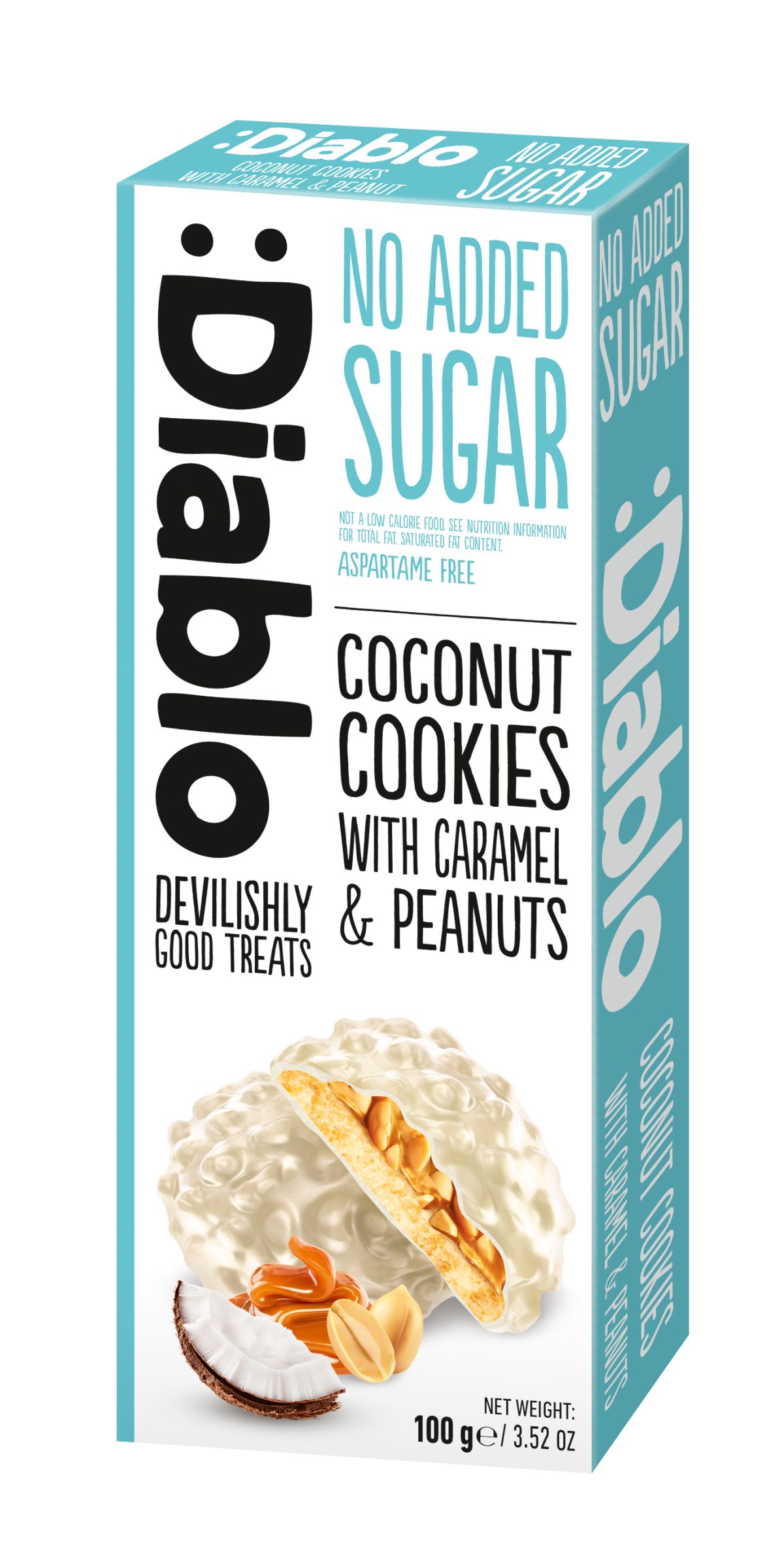 Diablo No Added Sugar Coconut Cookies with Caramel&Peanuts 100g