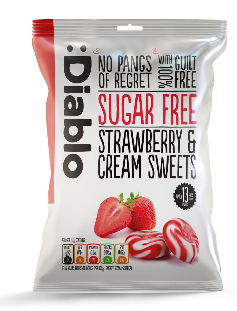 Diablo Sugar Free Strawberry&Cream Sweets 75g