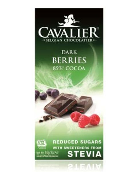 Cavalier Dark Berries Chocolate with 85% Cocoa and Stevia 85g