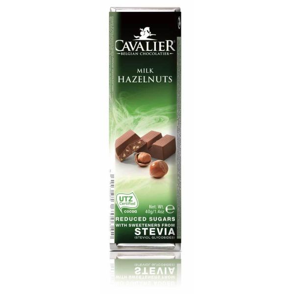 Cavalier Milk Hazelnuts Chocolate Bar with Stevia 40g