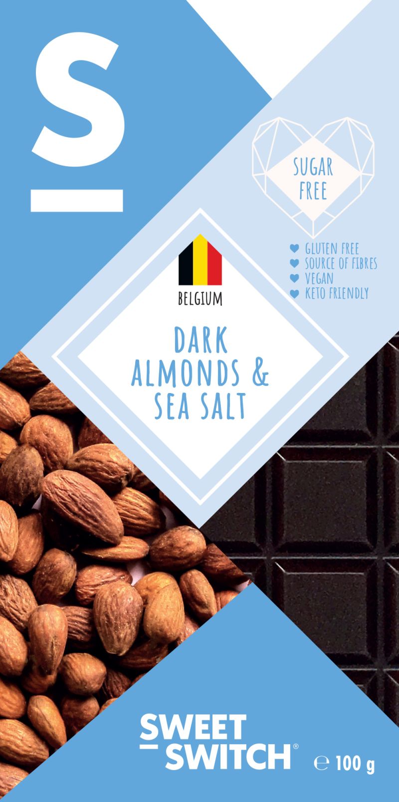 Sweet Switch Dark Almonds&Sea Salt Chocolate 100g