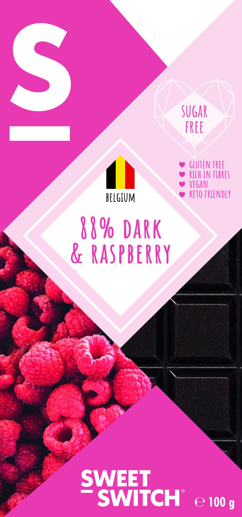 Sweet Switch 88% Dark&Rasperry Chocolate 100g