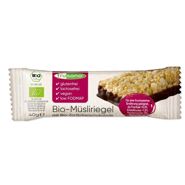 Frusano Bio Müsliriegel mit Bio Zartbitterschokolade 40g