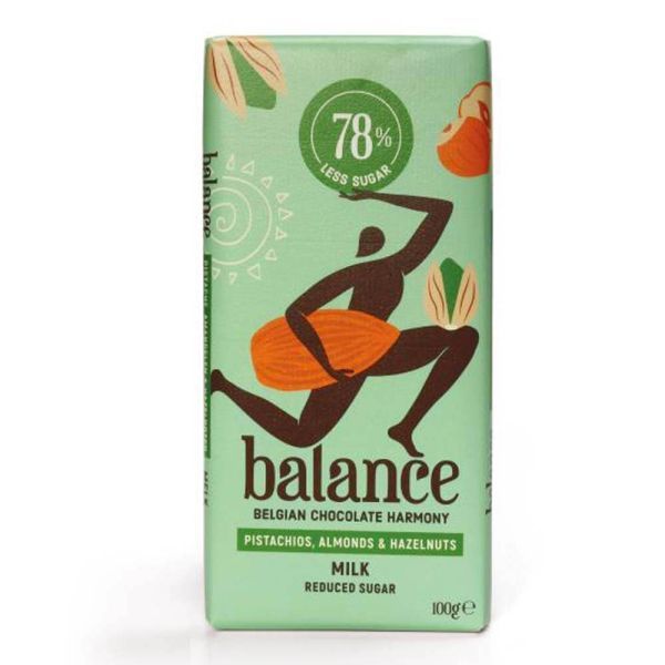 Balance Pistachios, Almonds&Hazelnuts Milk Chocolate 100g