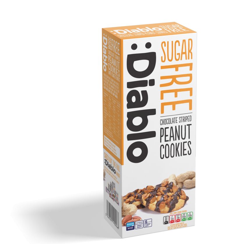 Diablo Sugar Free Chocolate Striped Peanut Cookies 150g