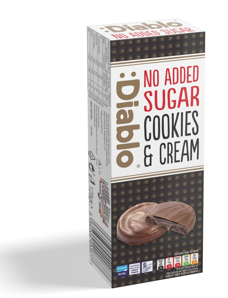 Diablo No Added Sugar Cookies&Cream Chocolate 128g