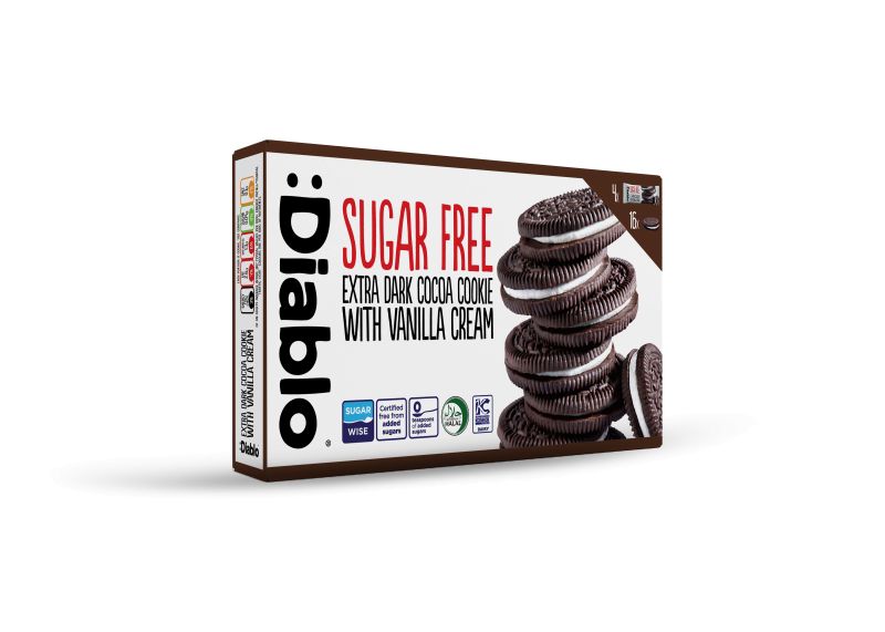 Diablo Sugar Free Extra Dark Cocoa Cookie with Vanilla Cream 176g