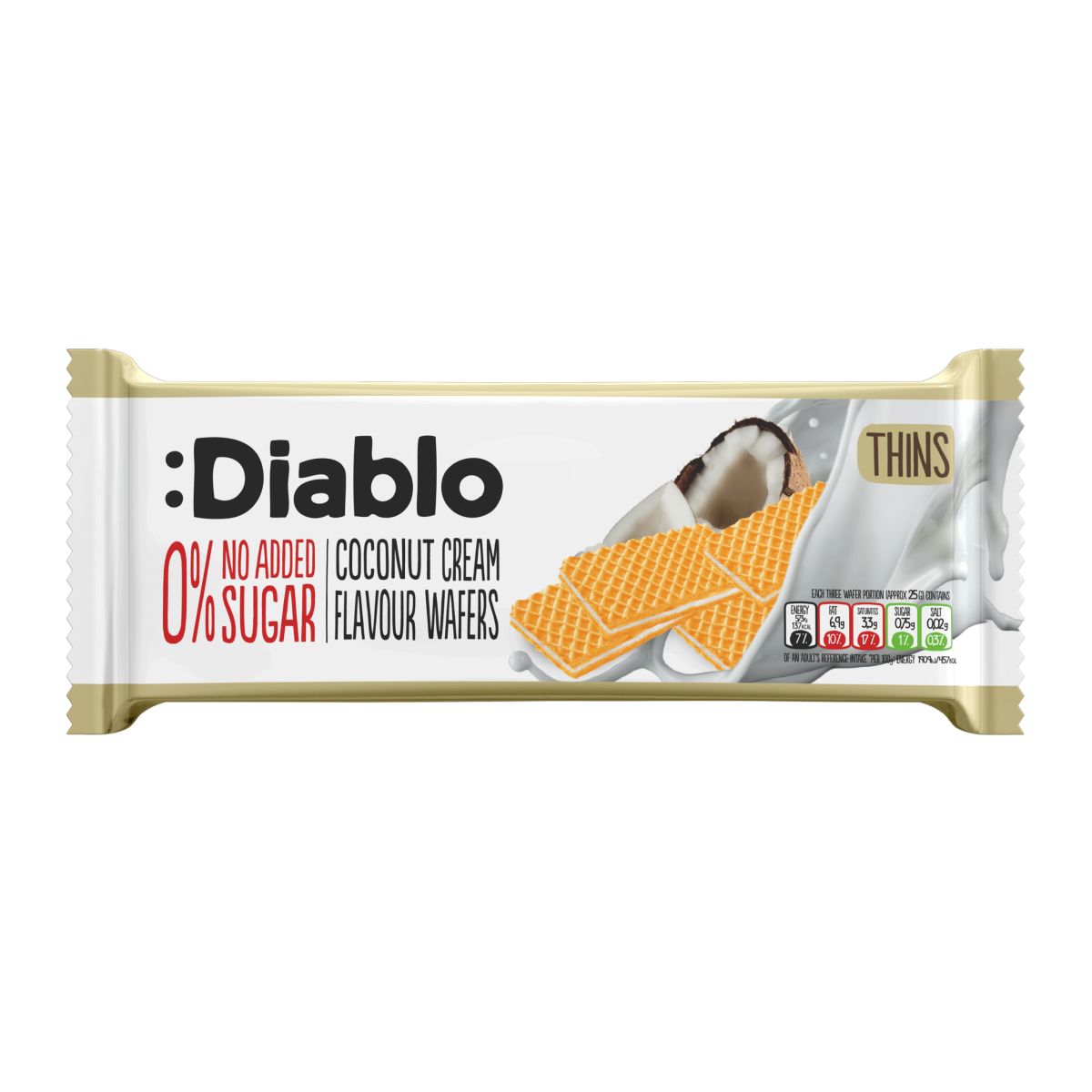 Diablo No Added Sugar Coconut Cream Flavour Wafers 150g