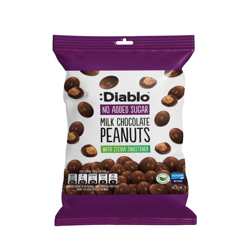 Diablo No Added Sugar Milk Chocolate Peanuts 40g