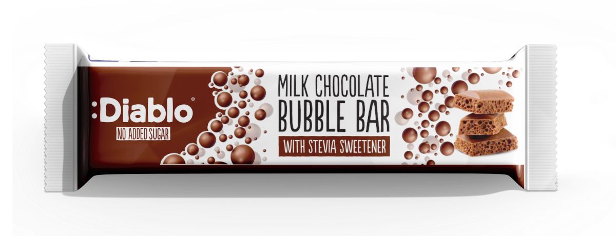 Diablo No Added Sugar Milk Chocolate Bubble Bar with Stevia 30g