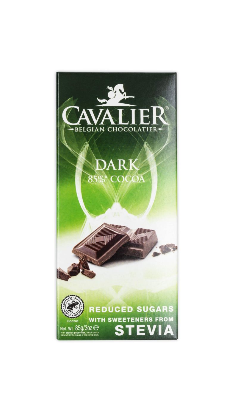 Cavalier Dark Chocolate with 85% Cocoa and Stevia 85g