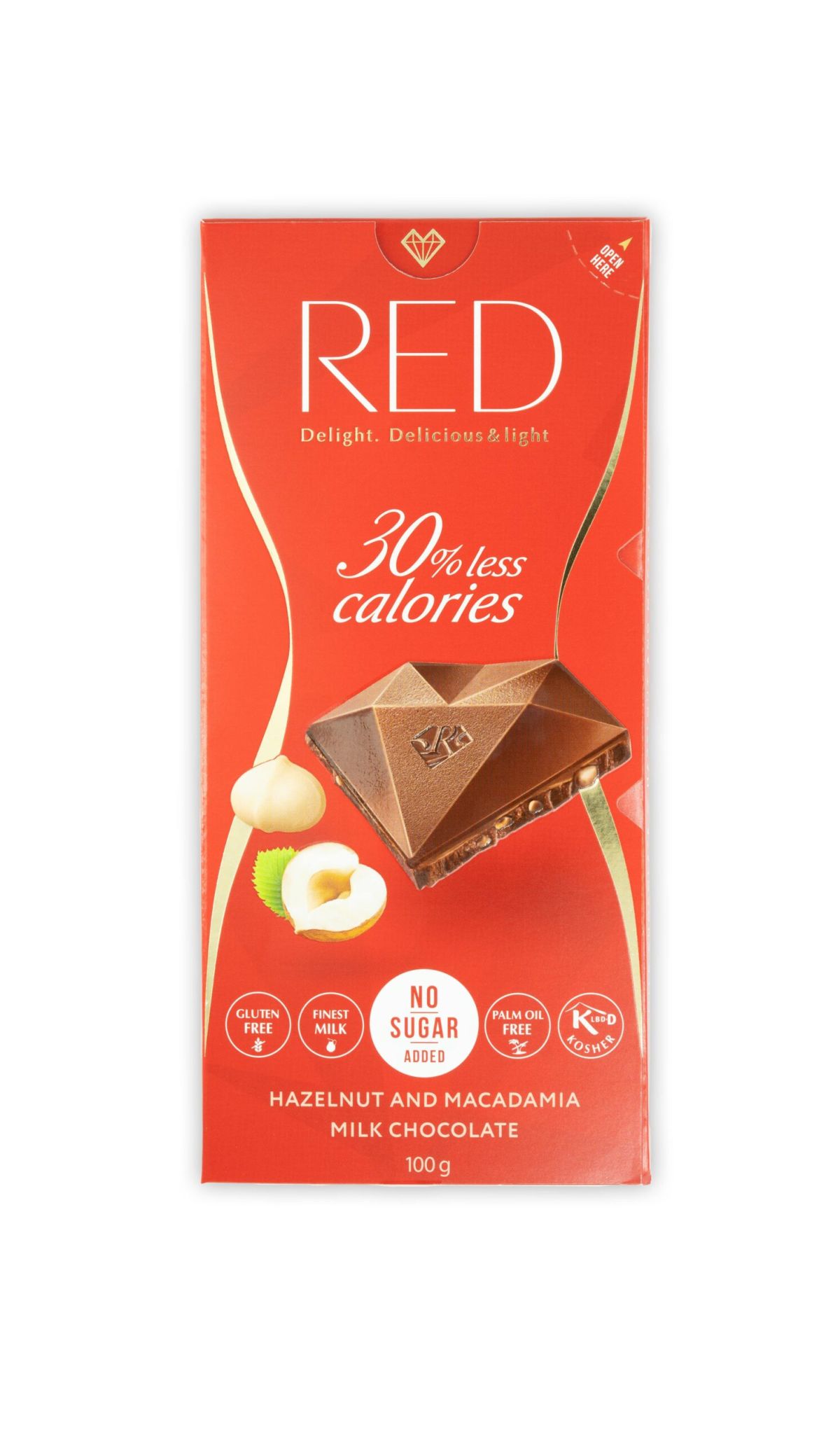 RED Hazelnut and Macadamia Milk Chocolate 100g