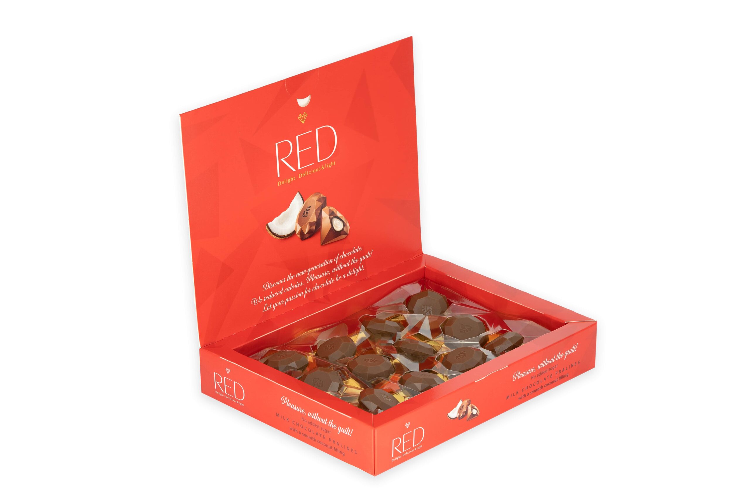 RED Milk Chocolate Pralines with Coconut Filling 132g